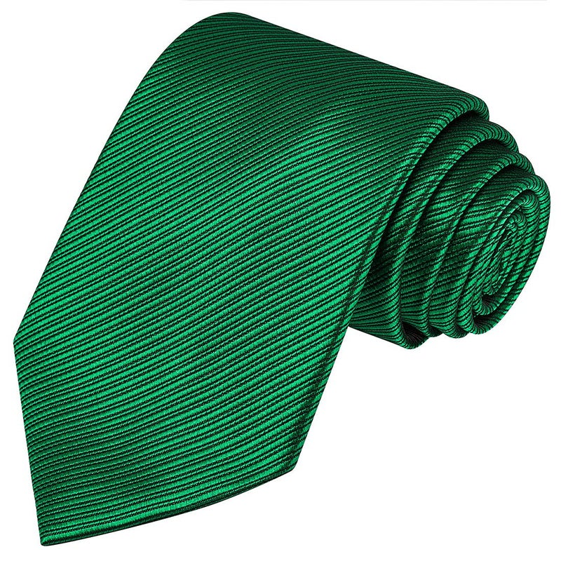 KissTies Mens 63'' XL Extra Long Tie Forest Green Striped Necktie + Gift Box - Image 1
